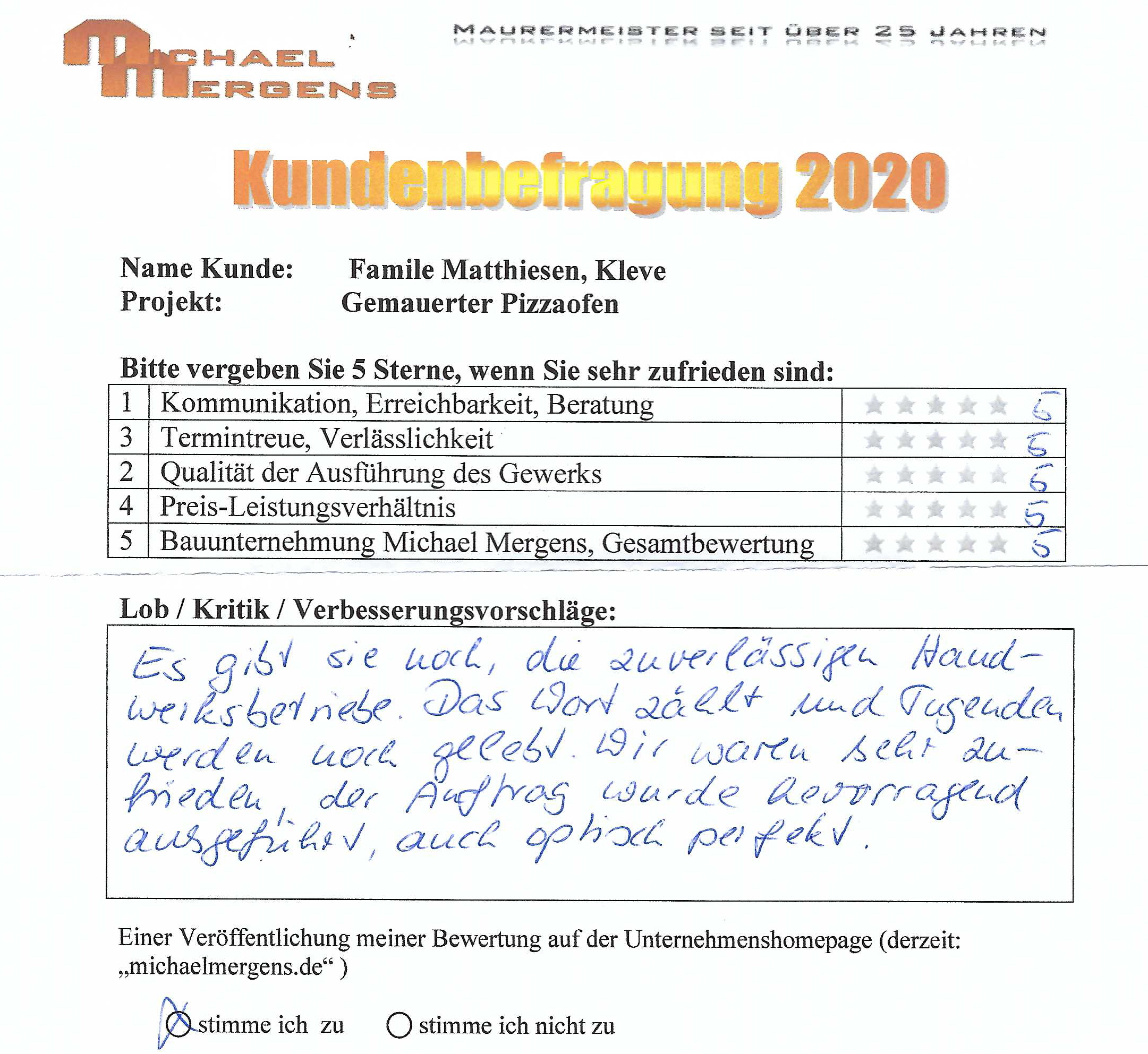 Matthiesen Kundenbewertung Ofen gemauert super1