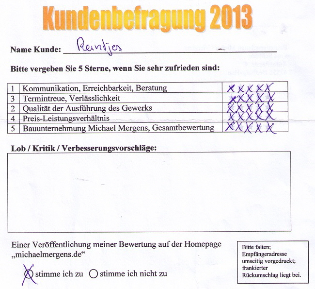 Reintjes Bedburg-Hau Versicherungsschaden Vorgartenmauer Bewertung Bauunternehmen Niederrhein