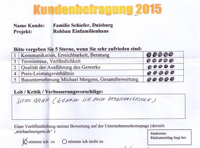 Schiefer Duisburg Kundenkommentar Erfahrungsbericht Rohbau Einfamilienhaus bauen Seite 1 von 2